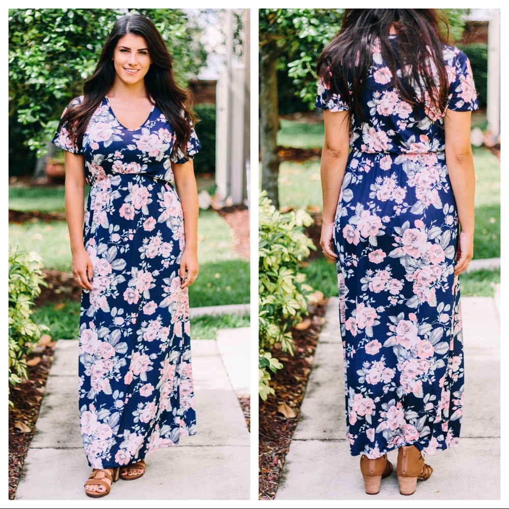 Blue Floral Maxi Dress